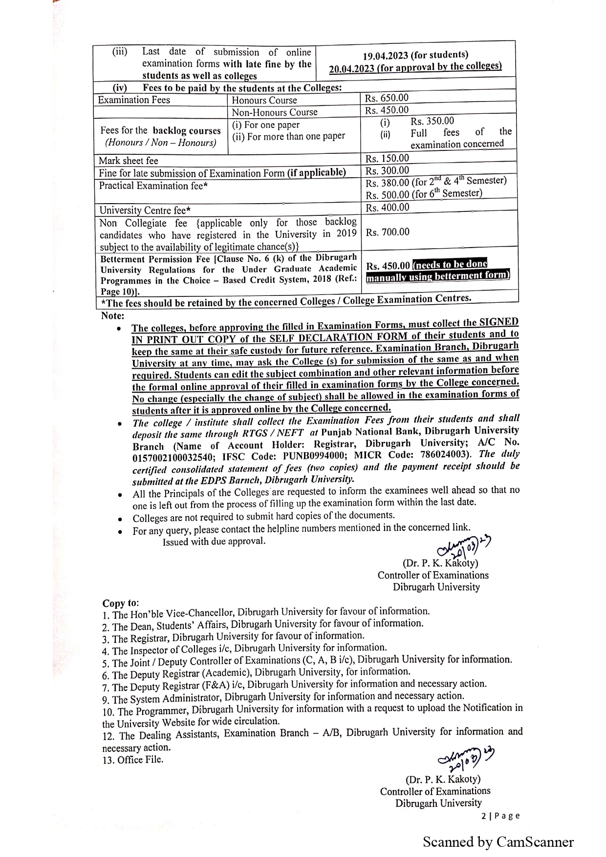 CBCS 2ND 4TH 6TH SEM FORM FILL UP NOTIFICATION 2023 page 0001